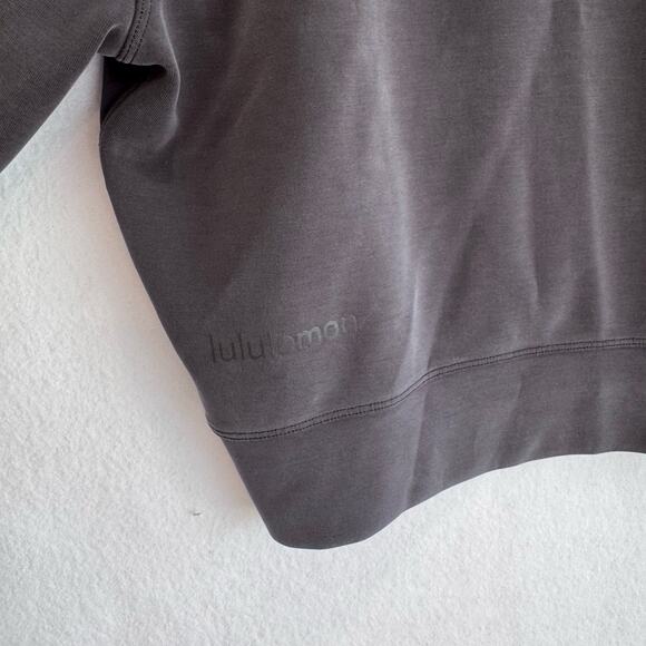 Lululemon Sweatshirt Black Cropped Crewneck Pullover Size 4 Cozy Athleisure Top - Picture 4 of 5